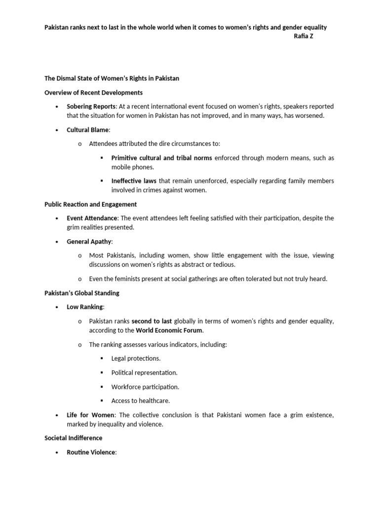 Women's Rights Crisis in Pakistan | PDF | Gender Studies ...