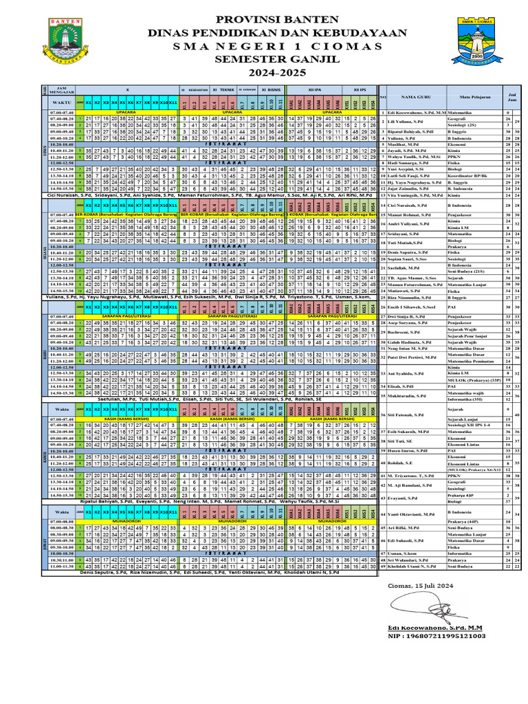 Jadwal Pelajaran | PDF