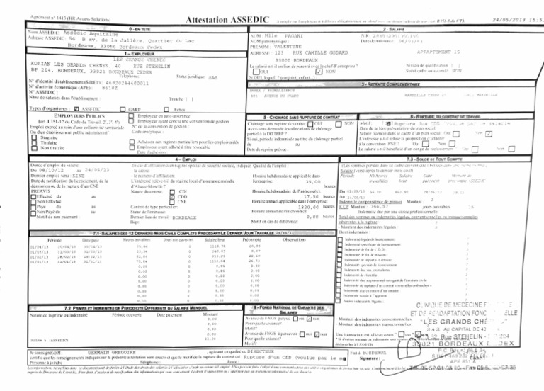 Attestation Assédic | PDF