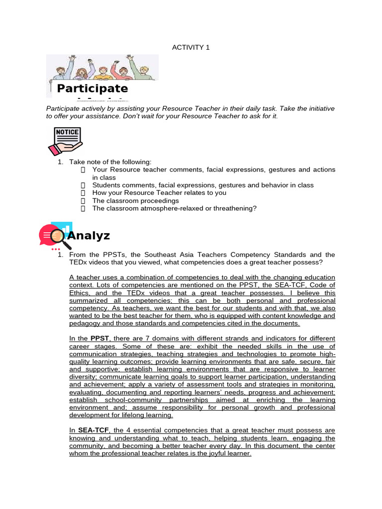 Activity 1 Pdf Teachers Learning