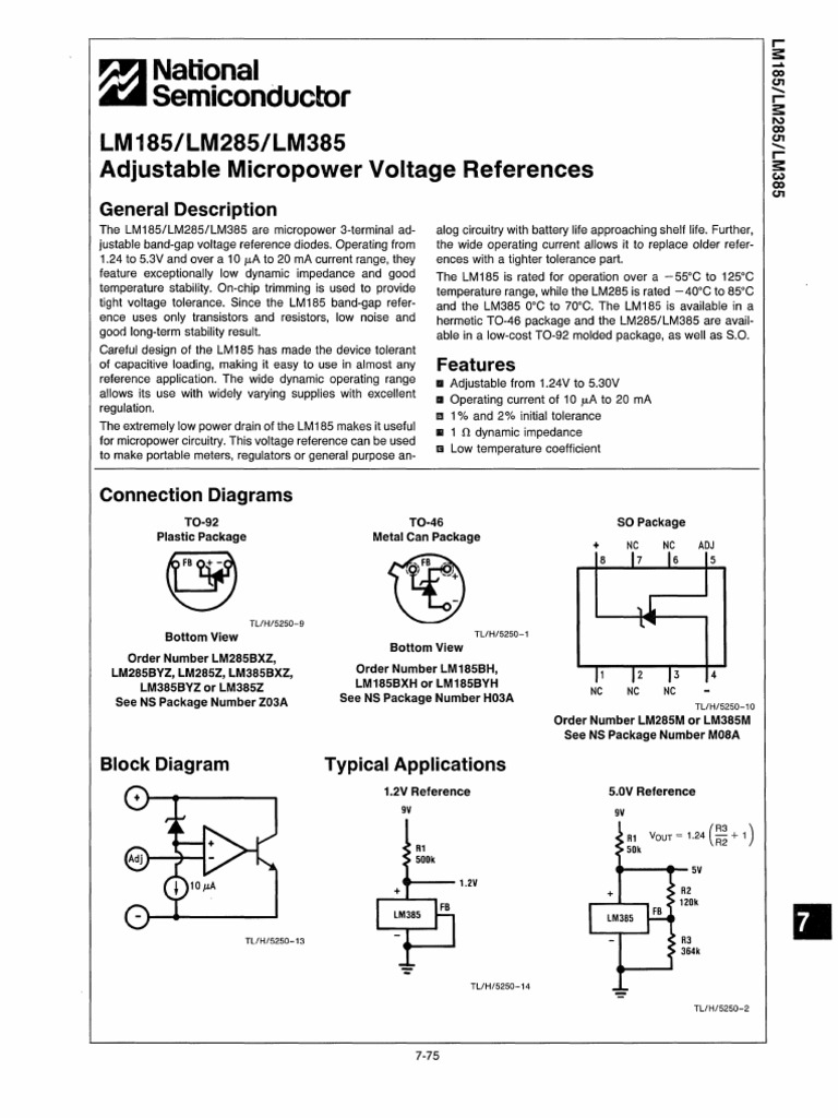 LM385 NationalSemiconductor | PDF | Electronic Circuits | Electricity