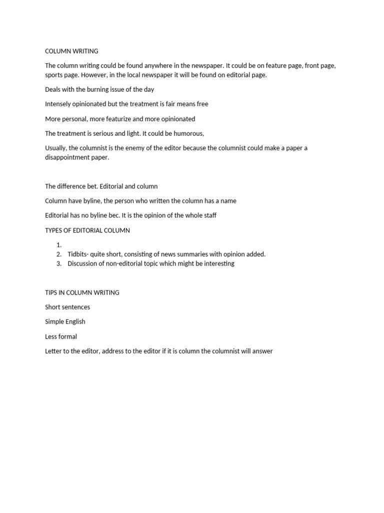 Column Writing | PDF