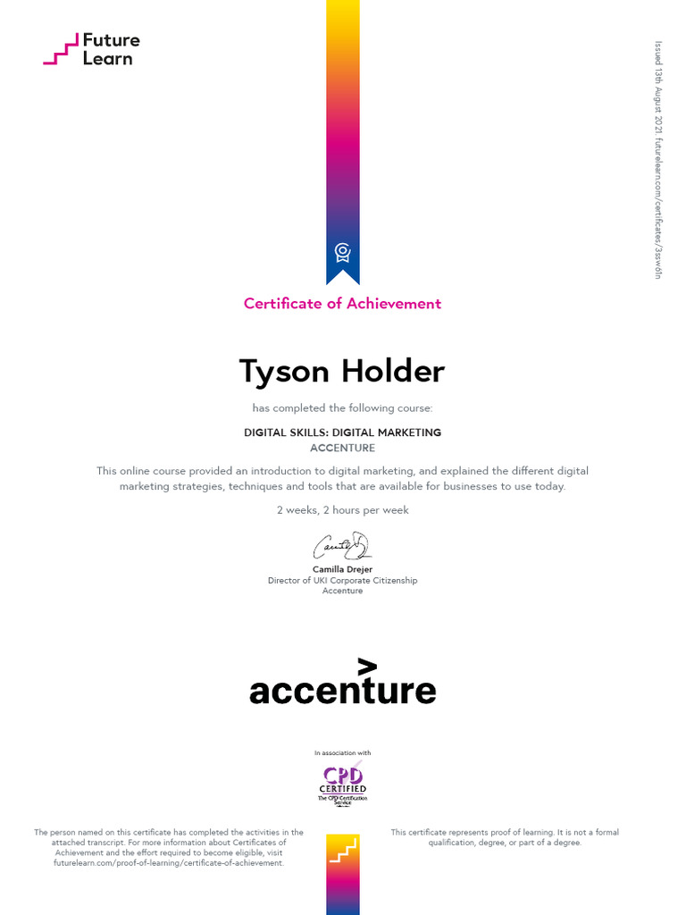 Digital skills digital marketing certificate of achievement pdf