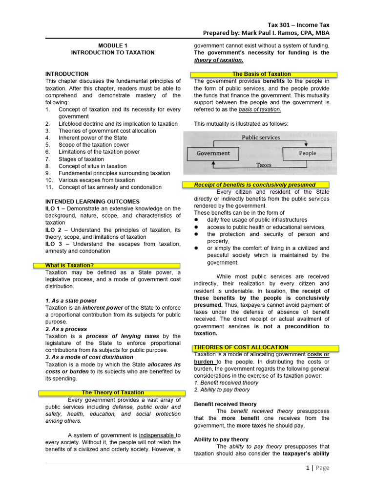 Introduction to Taxation Principles | PDF | Taxes | Taxation In The ...