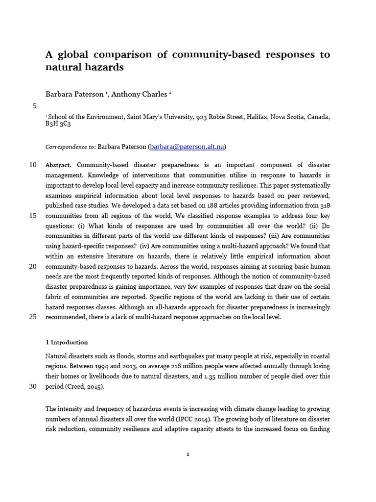 Community Responses to Natural Hazards | PDF | Disaster Risk Reduction ...