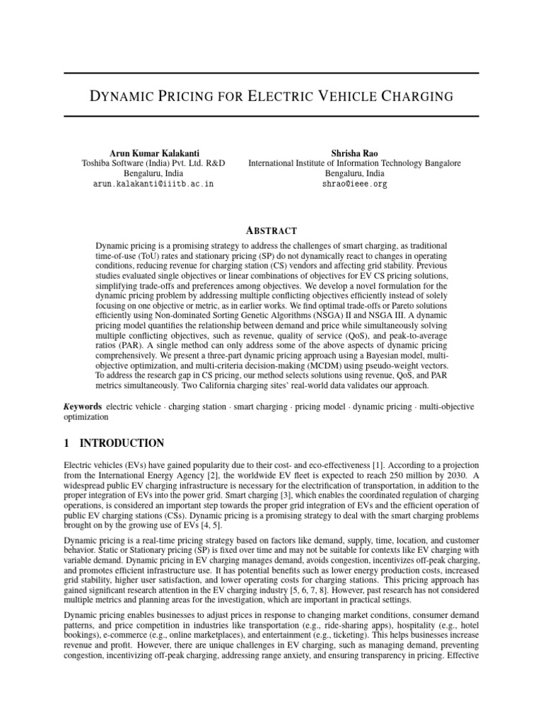 Dynamic Pricing for EV Charging Solutions | PDF | Mathematical ...