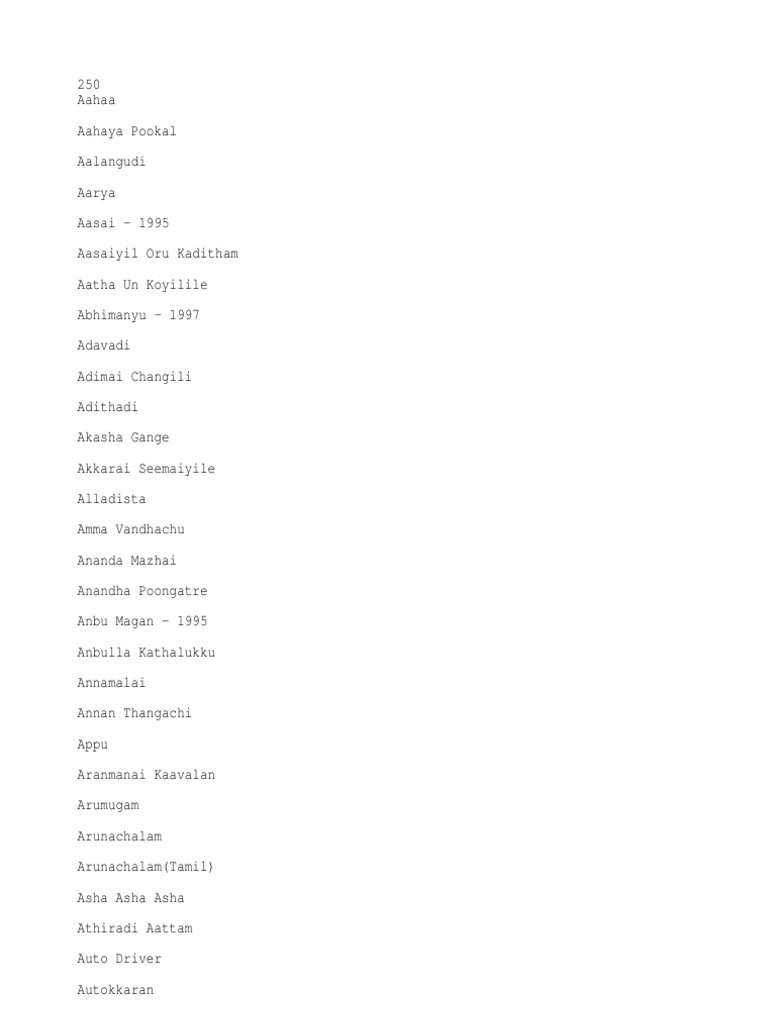 Deva's Complete Movie List | PDF