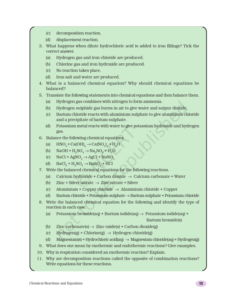 Chemical Reactions and Equations 15 | PDF | Chemical Reactions | Oxide