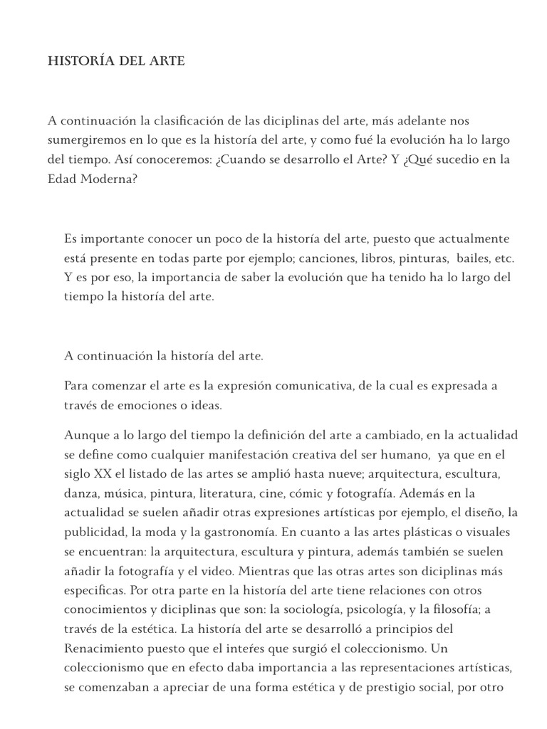 Evolución de la Historia del Arte | PDF | Educación en artes liberales ...