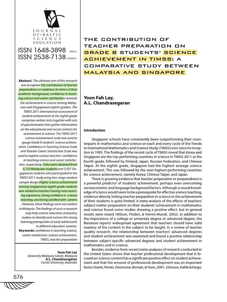 Issn 1648 3898 Issn 2538 7138 Pdf Teachers Cognition