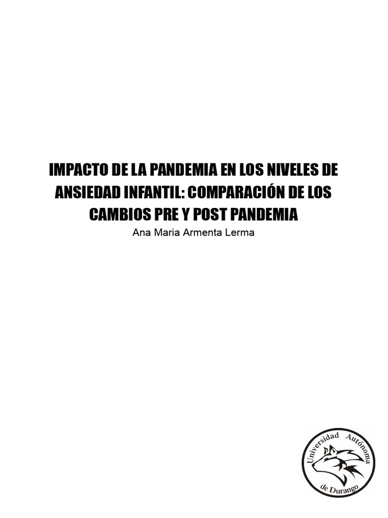 Impacto de La Pandemia en Los Niveles de Ansiedad Infantil ...