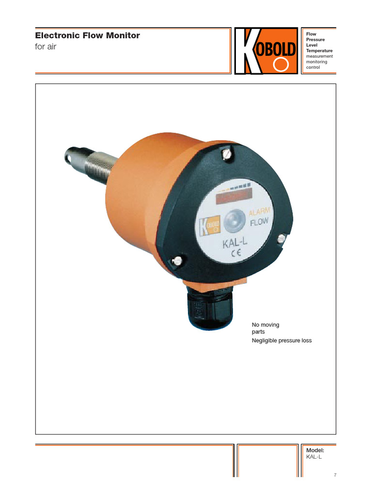 KAL-L Electronic Flow Monitor for Air | PDF | Electrical Connector | Sensor
