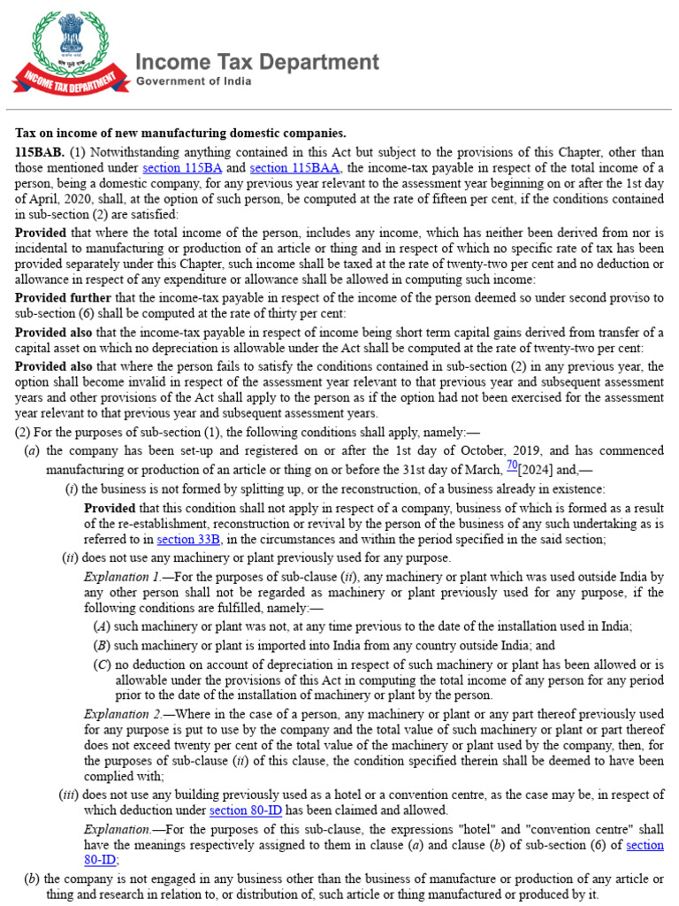 Sec 115BAB - Taxation of Companies - Notes | PDF | Income Tax | Taxes