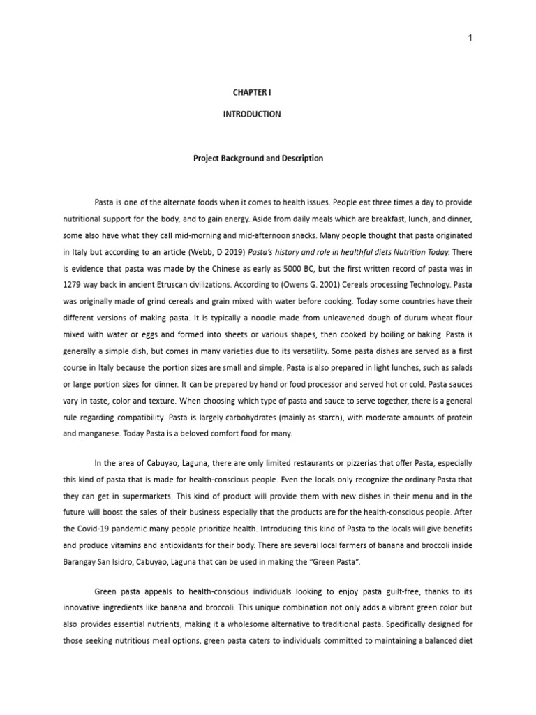 Green Pasta Thesis - Letran Calamba | PDF | Business