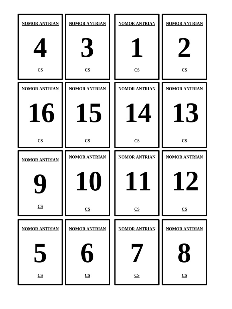 Nomor Antrian CS | PDF