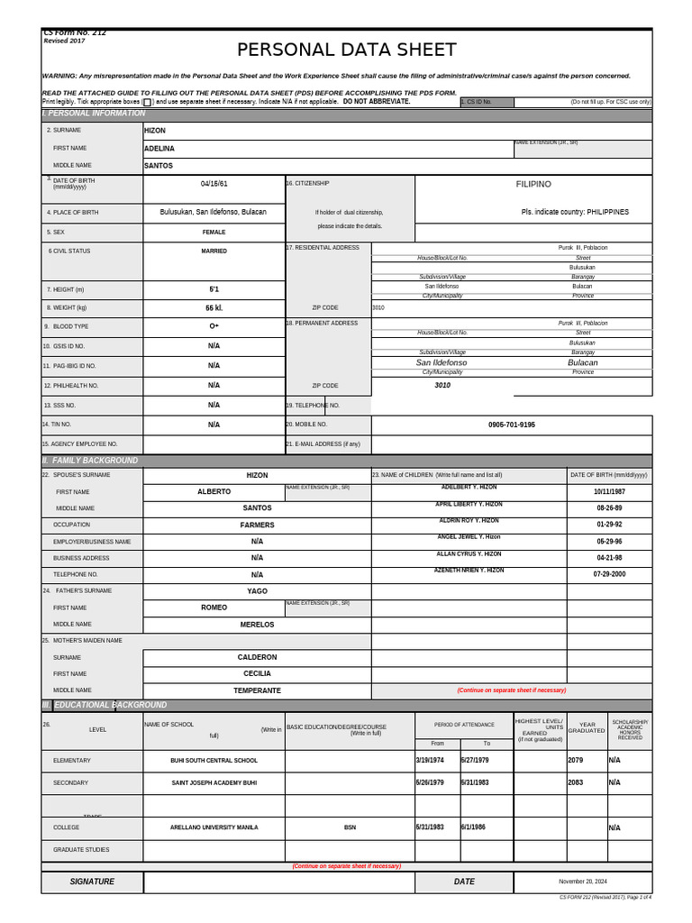 personal-data-sheet-pdf-government-justice