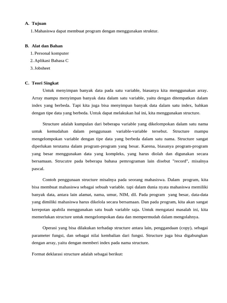 Struktur Data dalam Pemrograman C | PDF | Metode & Bahan Ajar | Komputer