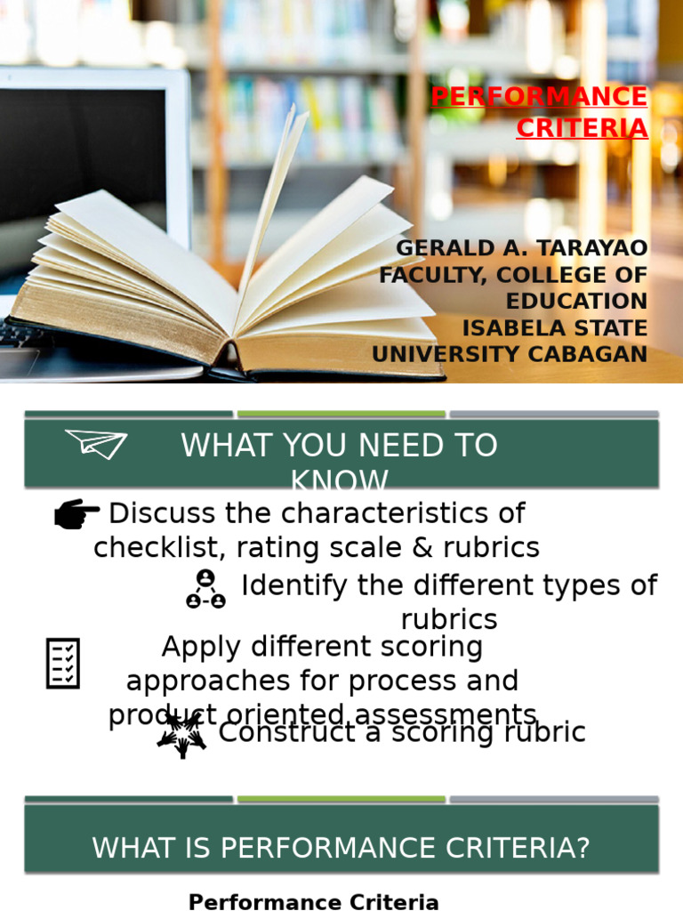 Understanding Performance Criteria and Rubrics | PDF | Rubric (Academic ...