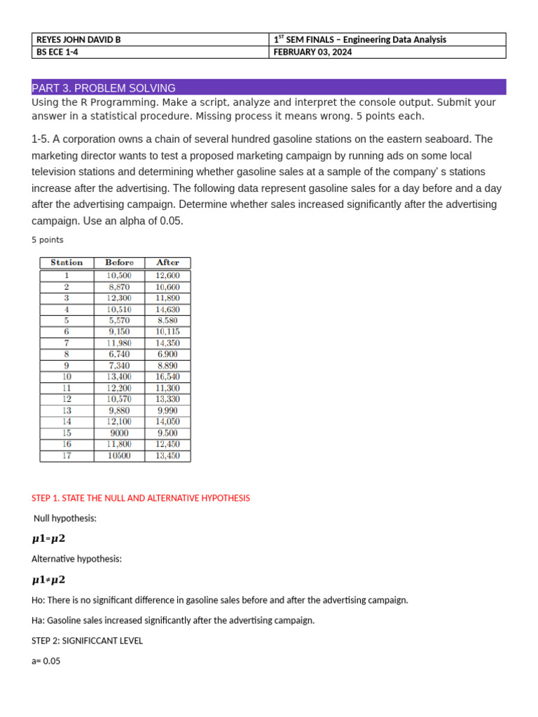 Statistical Analysis of Hypothesis Testing | PDF | P Value ...