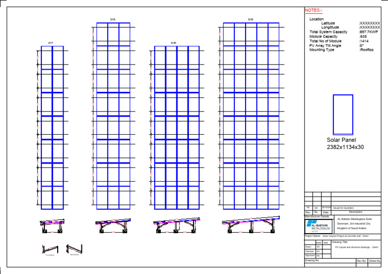 Solar Carport Structure Design Drawings | PDF | Solar Panel | Renewable ...