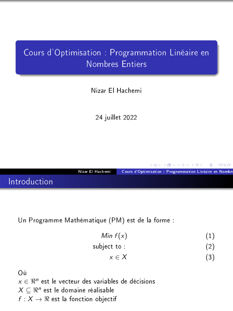 Programmation Linéaire Entière | PDF | Optimisation linéaire ...