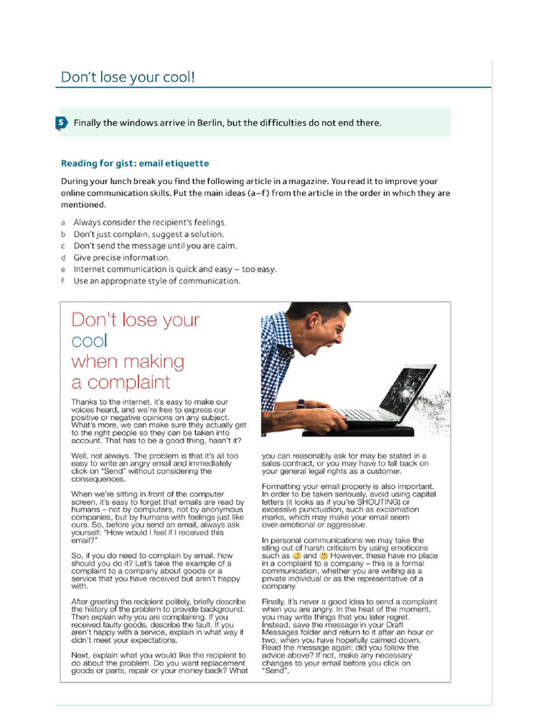 Writing A Complaint Email | PDF