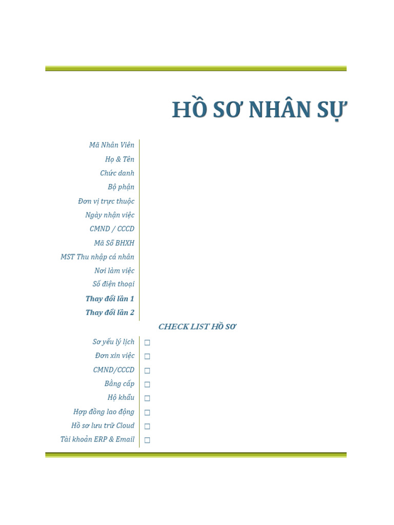 Mẫu Checklist Hồ Sơ | PDF