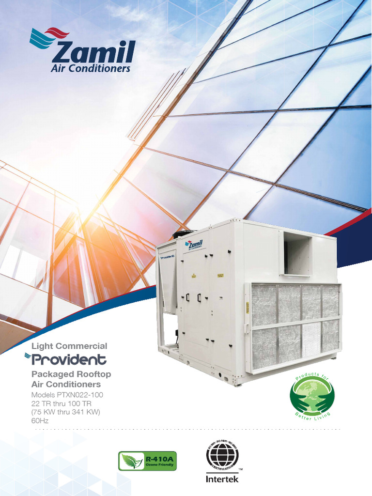 Zamil PTXN Series Rooftop AC Overview | PDF | Heat Exchanger | Electric ...