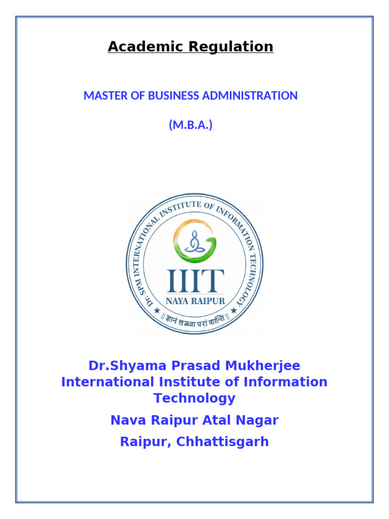 MBA Academic Regulations Overview | PDF | Thesis | Master Of Business ...