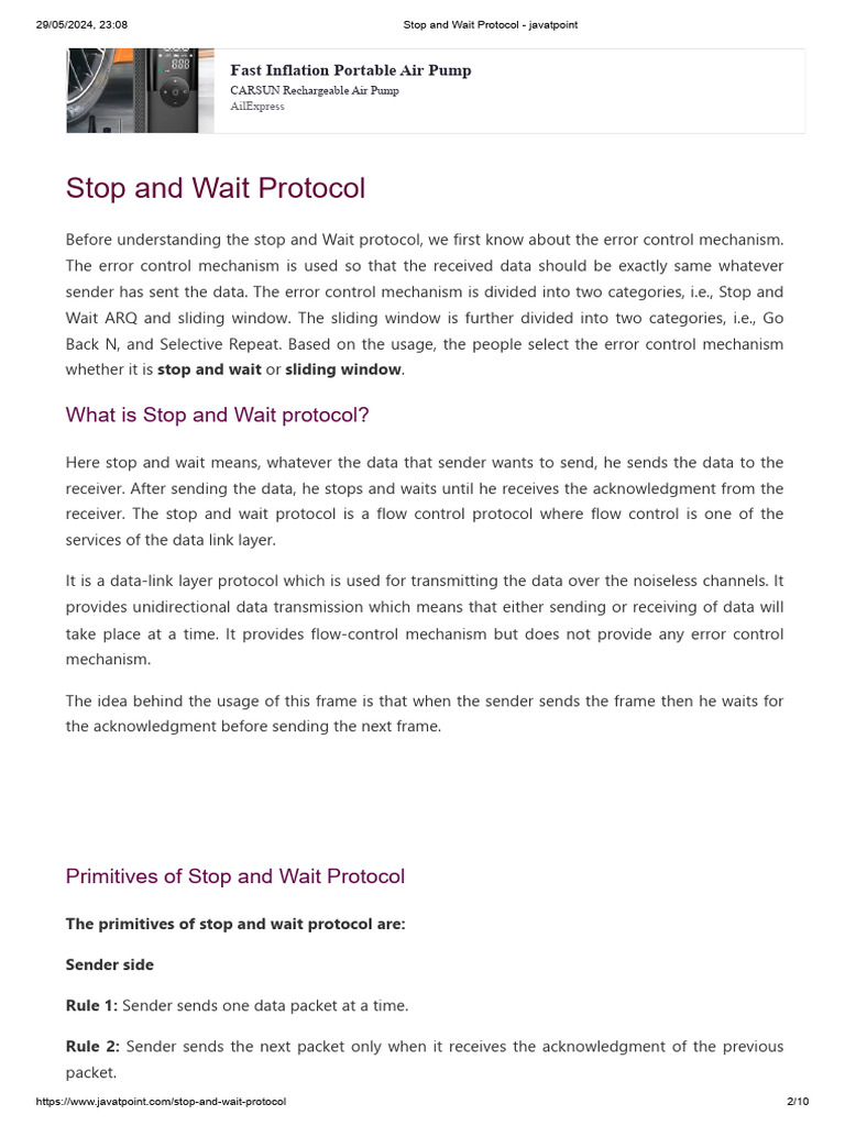 Stop and Wait Protocol - Javatpoint | PDF | Telecommunications ...