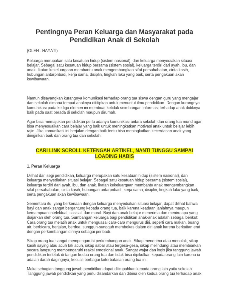 Peran Keluarga dalam Pendidikan Anak | PDF
