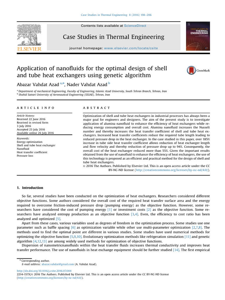 Nanofluid Optimization in Heat Exchangers | PDF | Heat Transfer ...