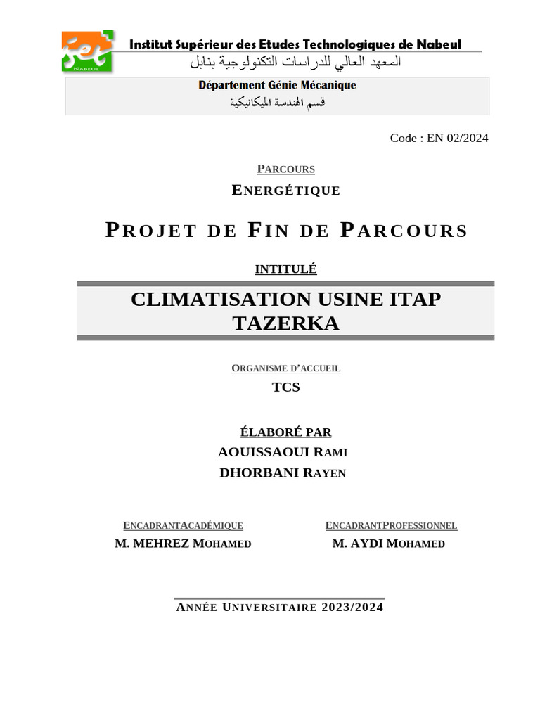 Projet Climatisation Usine Itap 2024 | PDF
