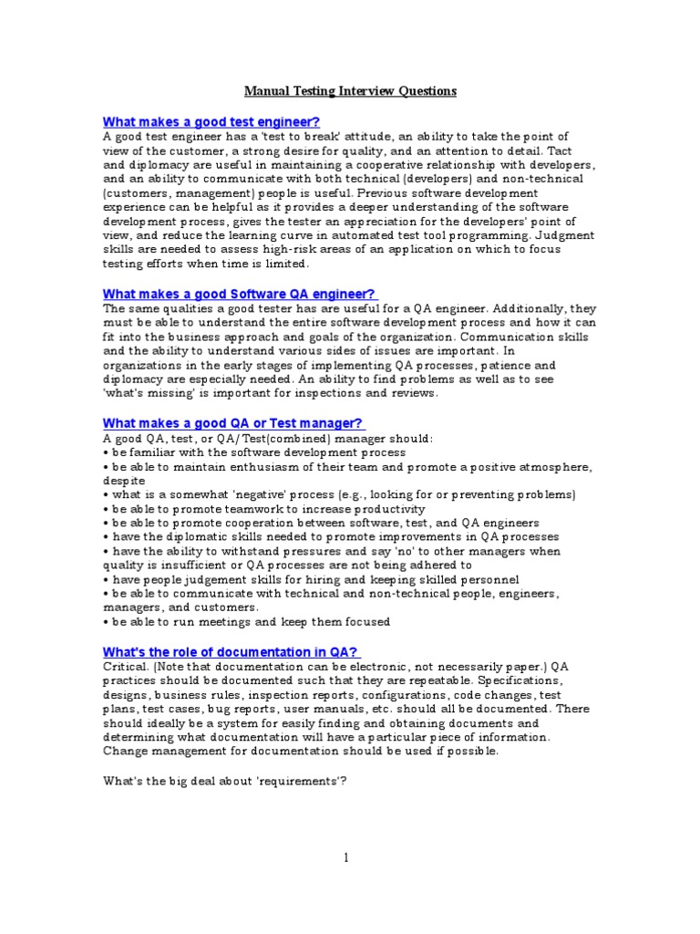 Manual Testing Interview Questions | PDF