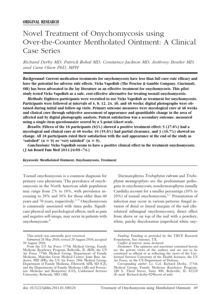 Novel Treatment of Onychomycosis Clinical Trial Health Sciences