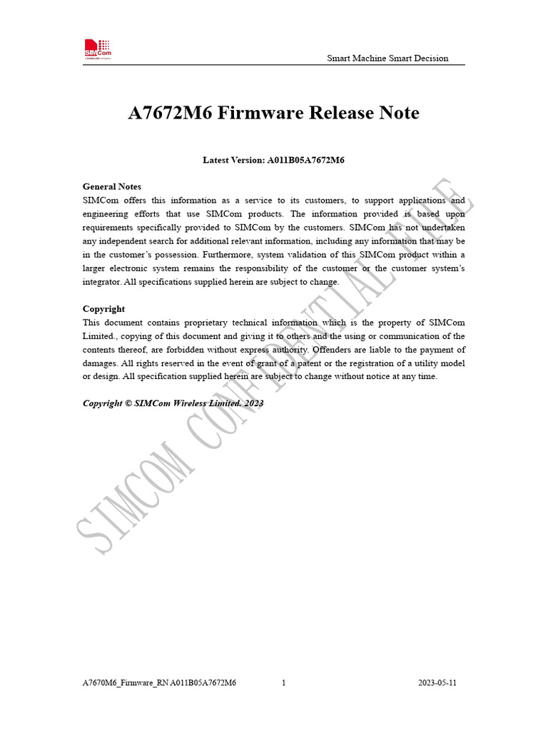 A011 - A7672M6 Firmware Release Note | PDF | Computer Engineering ...