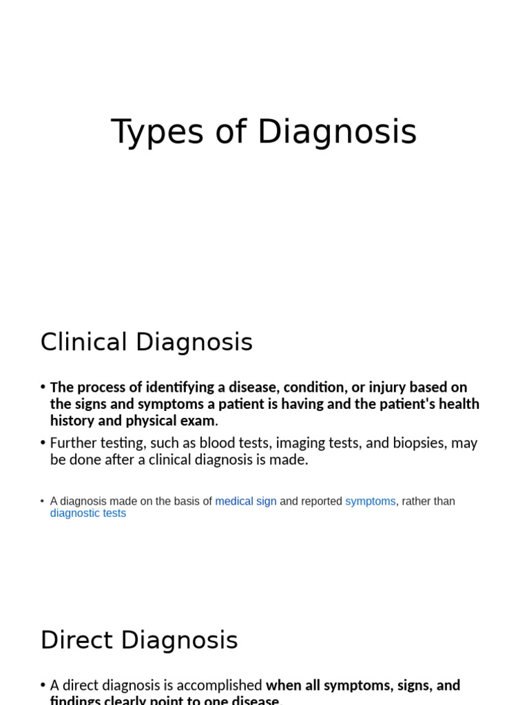 Types of Diagnosis | PDF | Medical Diagnosis | Differential Diagnosis