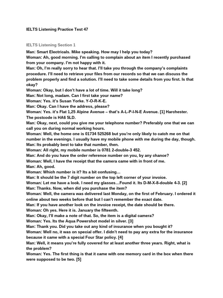 1674275479IELTS Listening Practice Test 47 | PDF