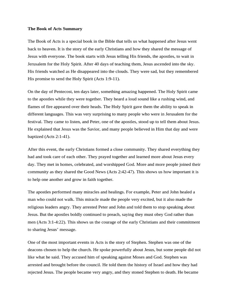 Summary of the Book of Acts | PDF | Paul The Apostle | Acts Of The Apostles