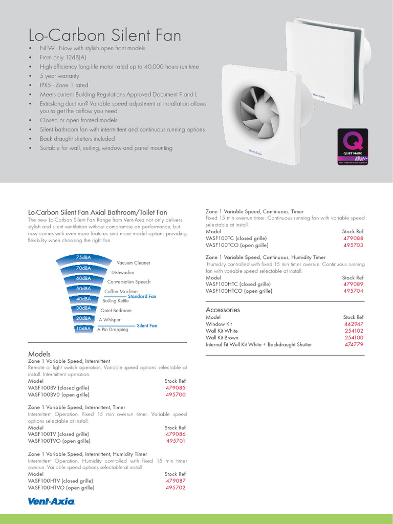 Lo-Carbon Silent Fan Models Overview | PDF | Manufactured Goods