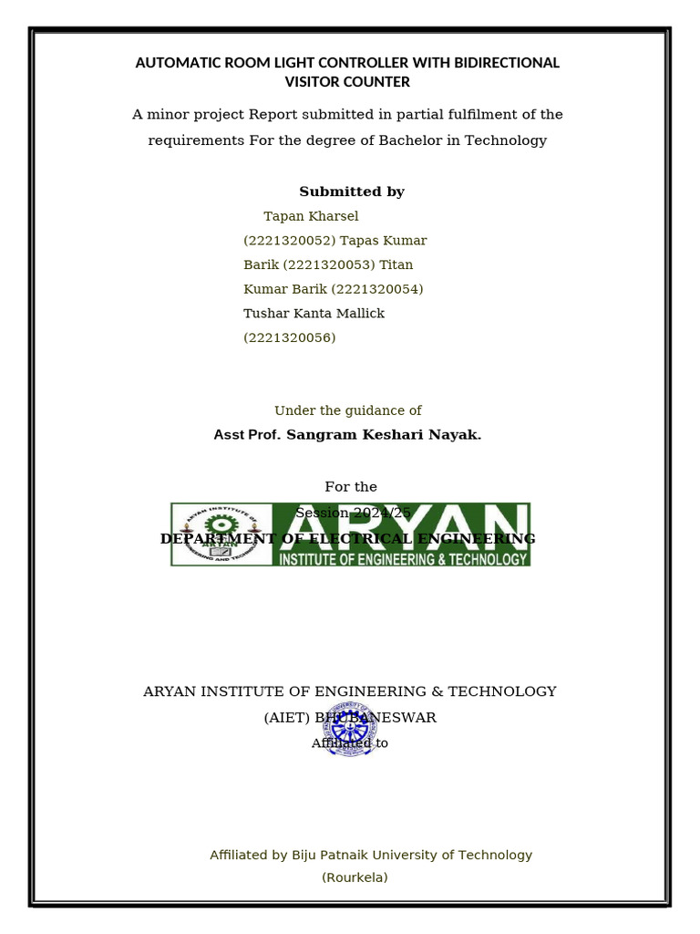 Automatic Room Light Controller P | PDF | Electronic Circuits | Relay