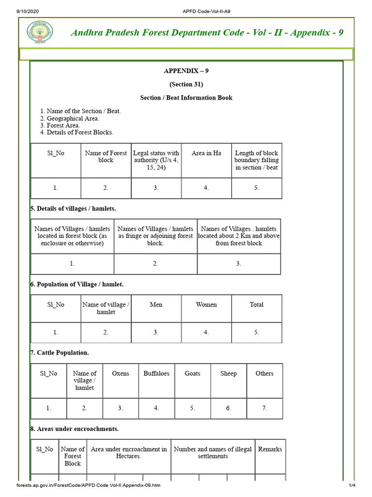 APFD Section Information Guidelines | PDF | Village