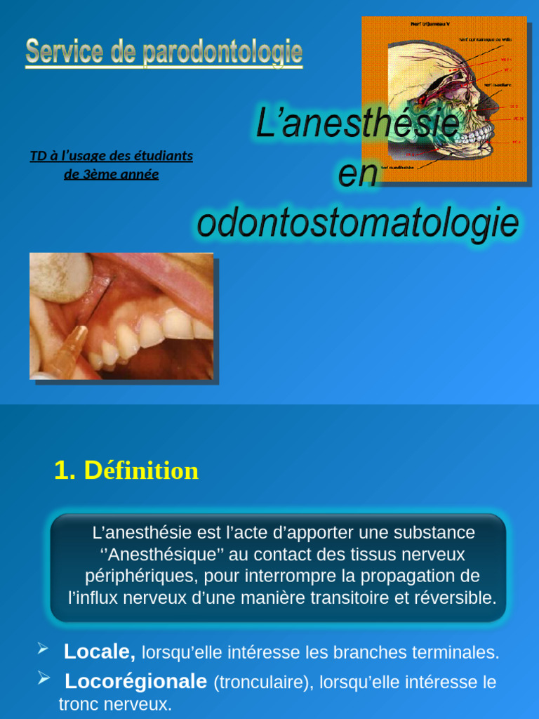 Anesthésie dentaire techniques et pratiques PDF Nerf Anesthésie — free download