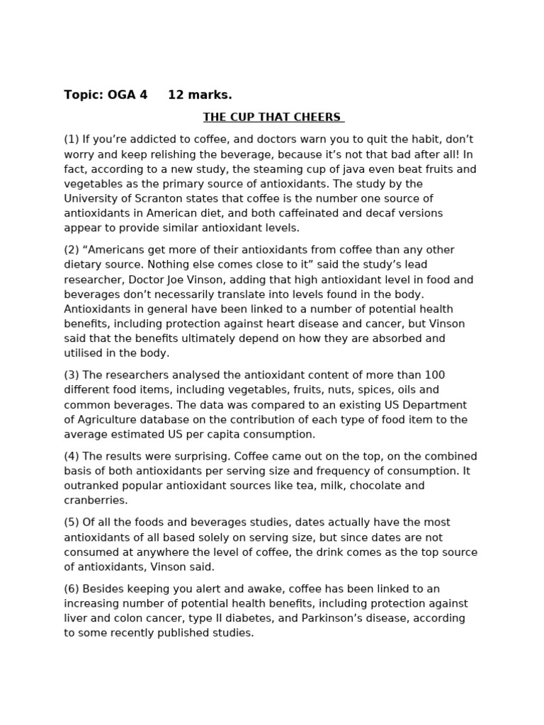 Coffee Comprehension Pdf