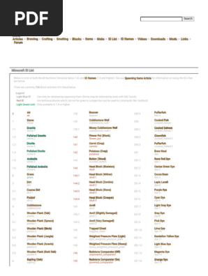 Minecraft ID List - Minecraft Info