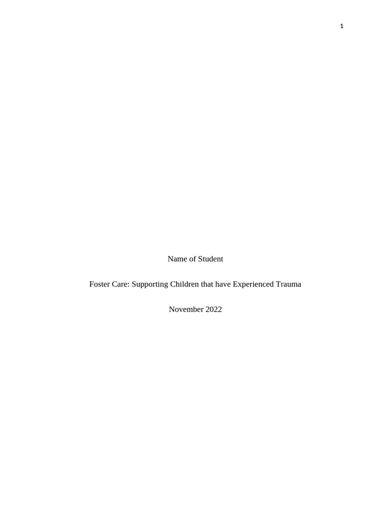 Foster Care - Supporting Children That Have Experienced Trauma | PDF ...
