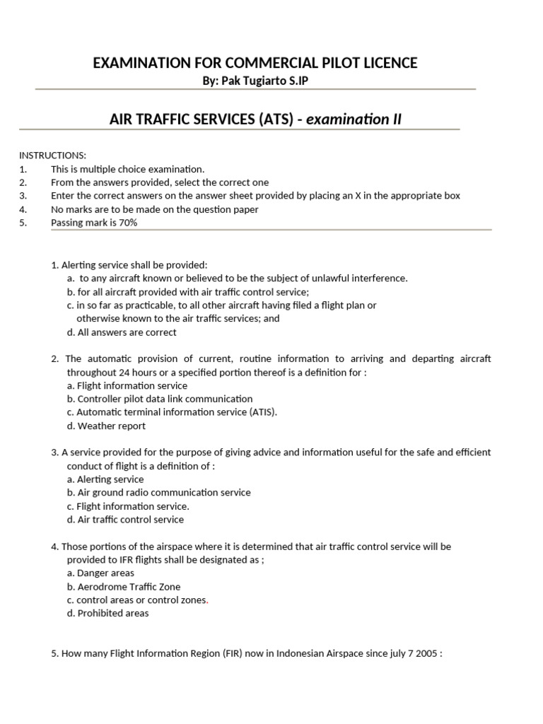 Commercial Pilot License Exam Guide | PDF | Air Traffic Control ...