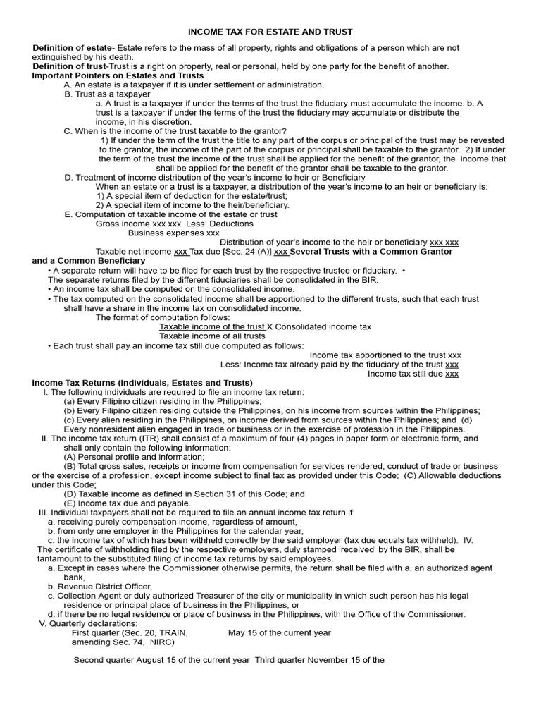 Estate and Trust Income Tax Guide | PDF | Income Tax | Taxes