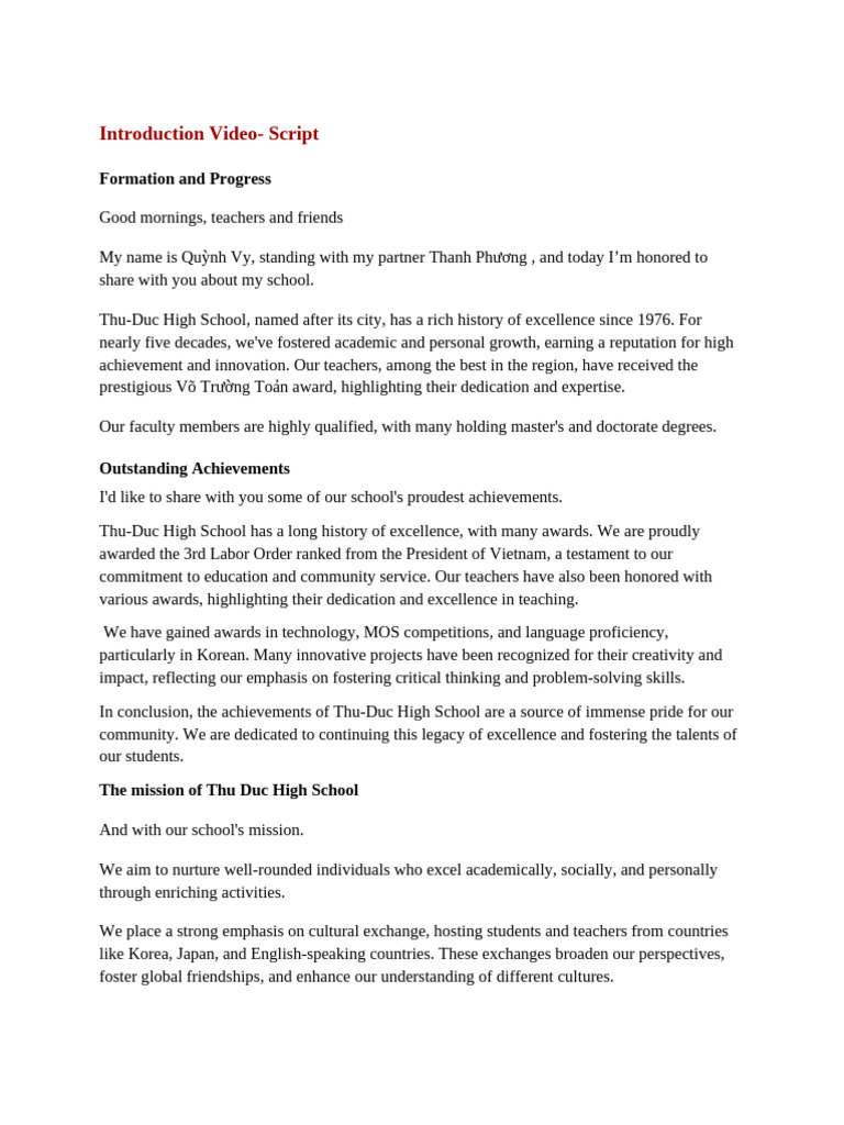 Introduction-Video-Script-NHẬT ĐÃ RÚT GỌN | PDF | Teachers | Behavior ...