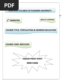 B.ed Population Education & Gender Education